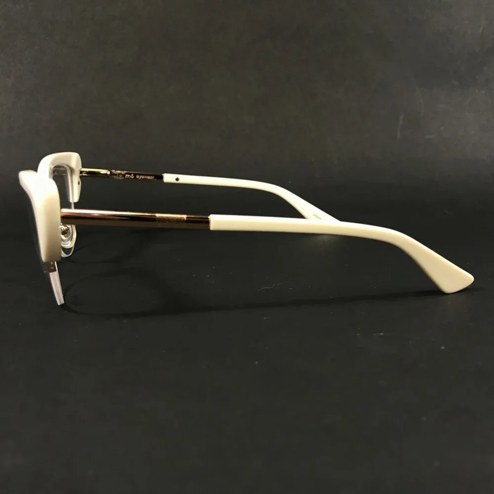 MO Eyewear Eyeglasses Frames GEEK 58NY A Ivory Gold Cat Eye Full Rim 52-19-140